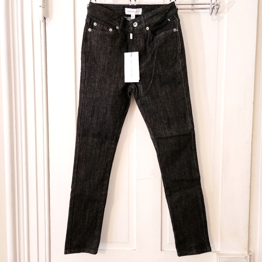 Something Navy Black Denim High Waisted Straight Leg Jeans